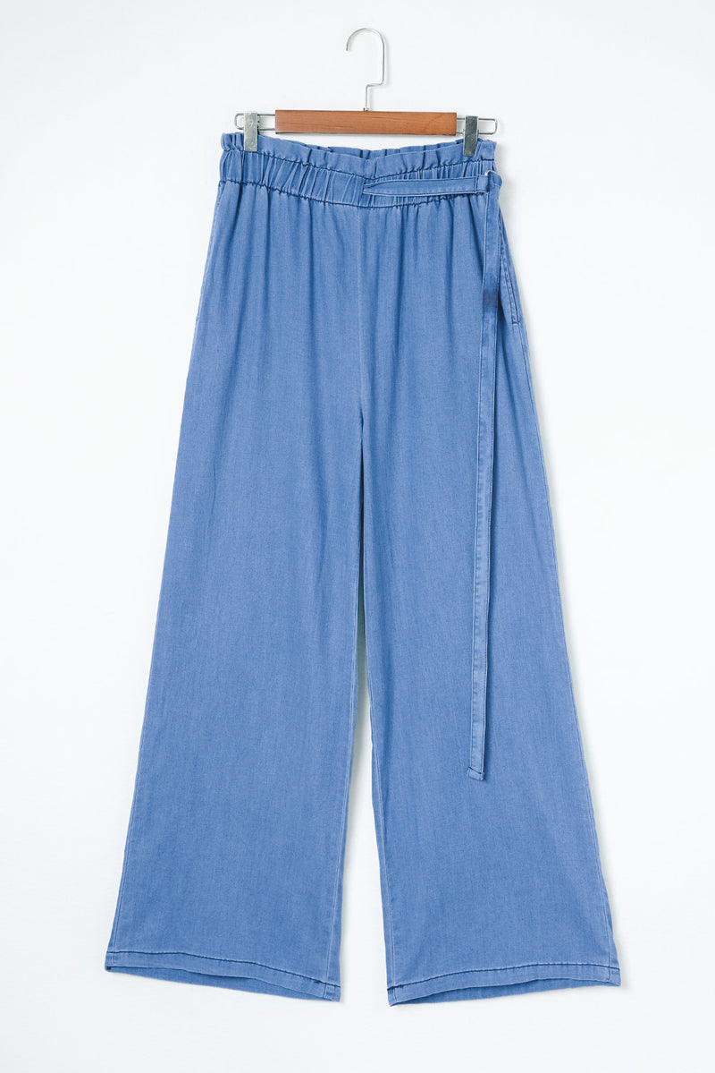 High Waist Pocketed Wide Leg Tencel Jeans