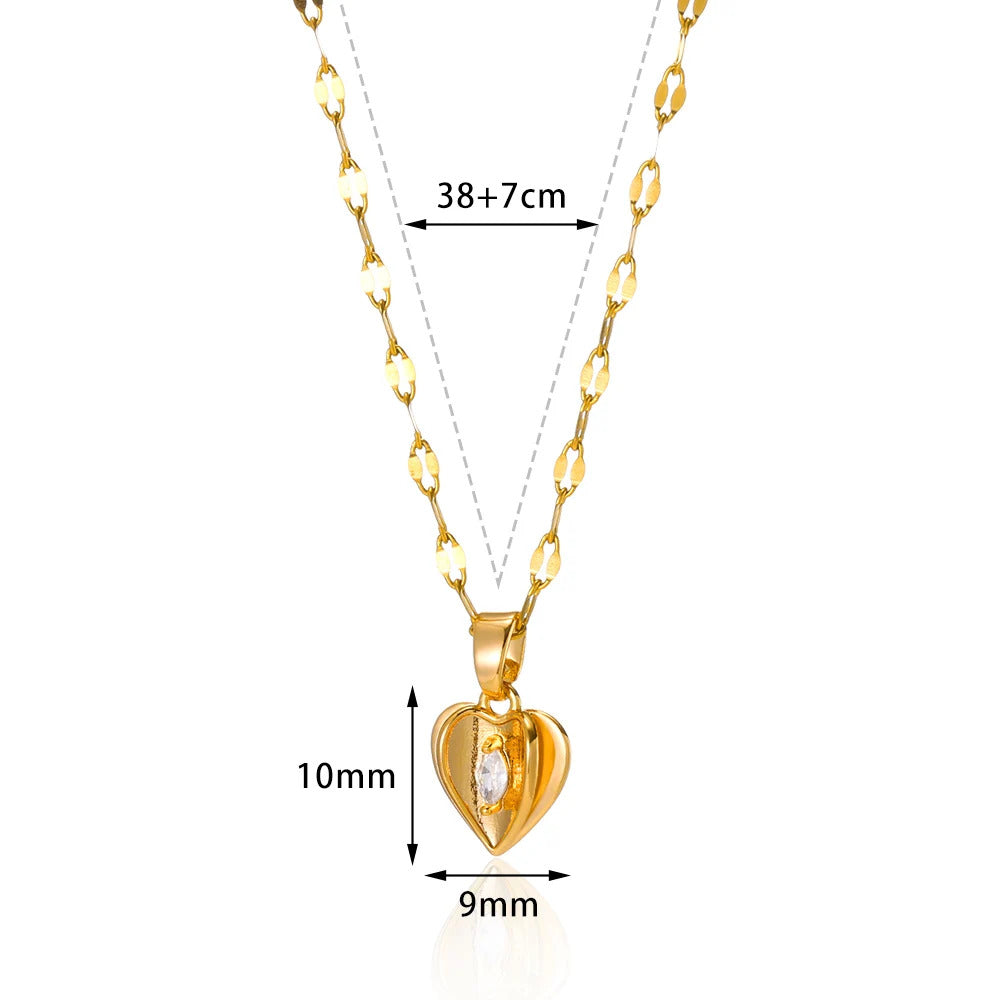 Stainless Steel Love Heart Necklace For Women 2023 New Trendy Lip Chain Simple Pendant Necklace Jewelry Gift Wholesalers