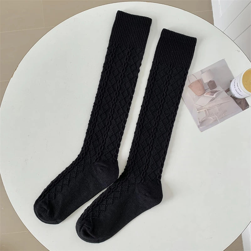 Retro Women Stockings High Quality Japanese Style New Solid Color Knee High Socks For Women Korean Style Warm Casual Long Socks