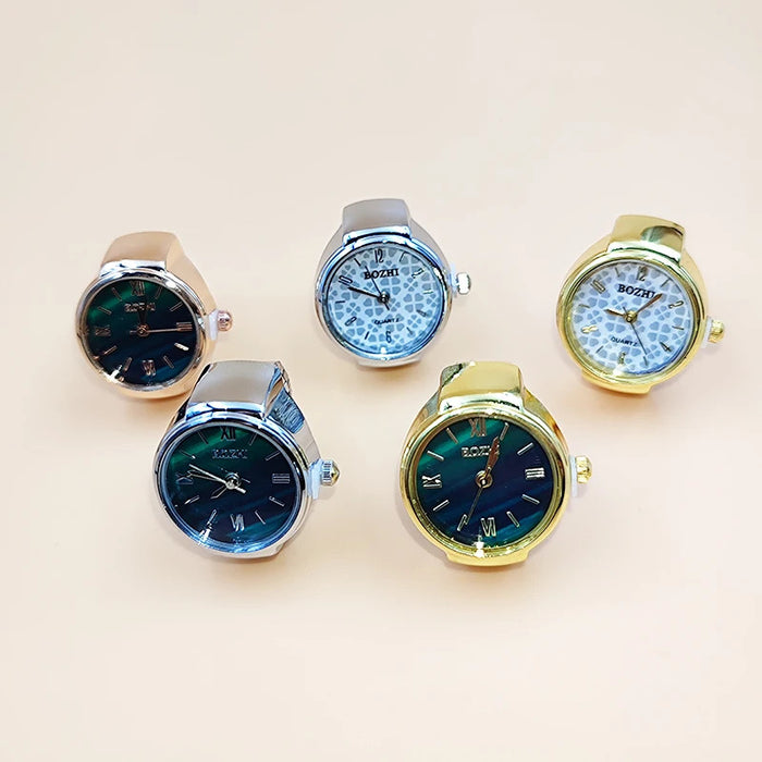 Hot Selling Finger Watch Ring Creative Movement Fashion Accessories Vintage Alloy Shell Quartz Watch Men Jewelry Women Gift