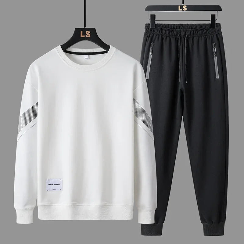 Men's 2024 Sweatshirt Set Round Neck Spring Autumn Casual Sports Two-Piece Loose Fit Comfortable Streetwear Fashion