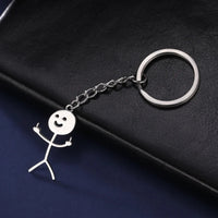 Skyrim Hip Hop Fxck You Funny Doodle Pendant Keychain Holder Stainless Steel Middle Finger Stickman Keyring Car Key Chains Gift