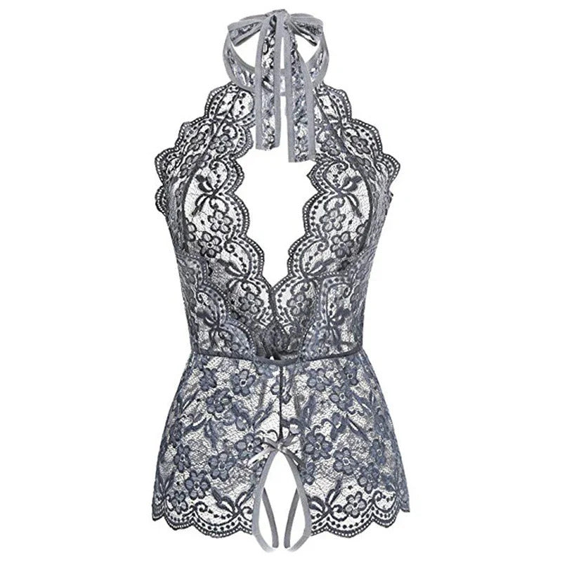 Sexy Open Bodysuit  Underwear For Women Lace Perspective Night Skirt Sex Costumes Erotic Lingerie  Corsets bra and panty set