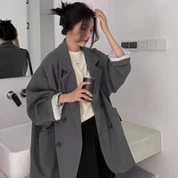 Oversize Blazers Women Fall Long Sleeve Black Suit Streetwear Korean Loose Jacket Spring Autumn Coat Double Breasted outwear