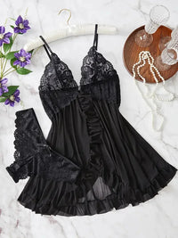 Women Nightdress Sexy Lace Chemise Bow Nightgown Sleepwear Mini Dress V Neck Full Slip Babydoll Lingerie Sleepwear & Dresses