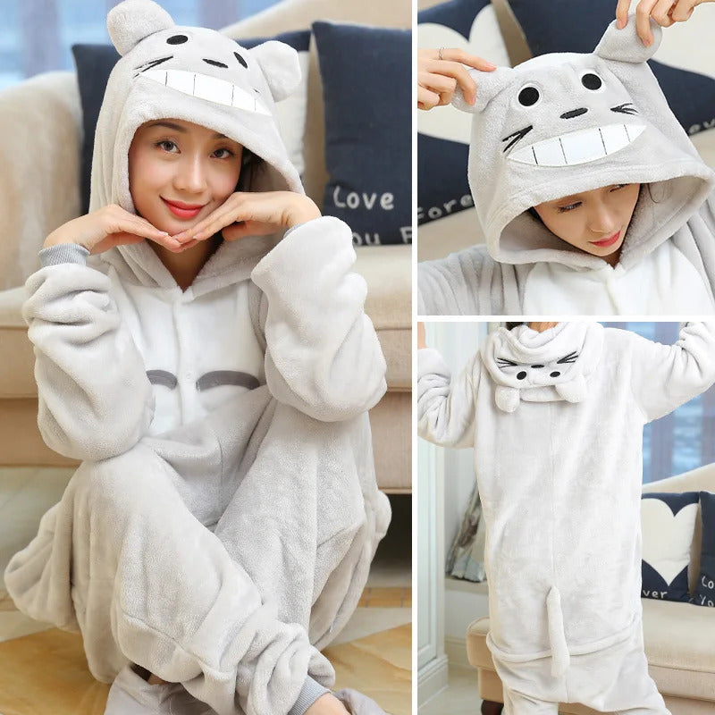 Kigurumi Totoro Panda Cartoon Onesies Kids Children Animal Pajamas Jumpsuits Women Men Sleepwear Onepiece Anime Cosplay Costumes