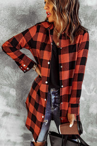 Blue Turn-down Collar Plaid Shirt Jacket