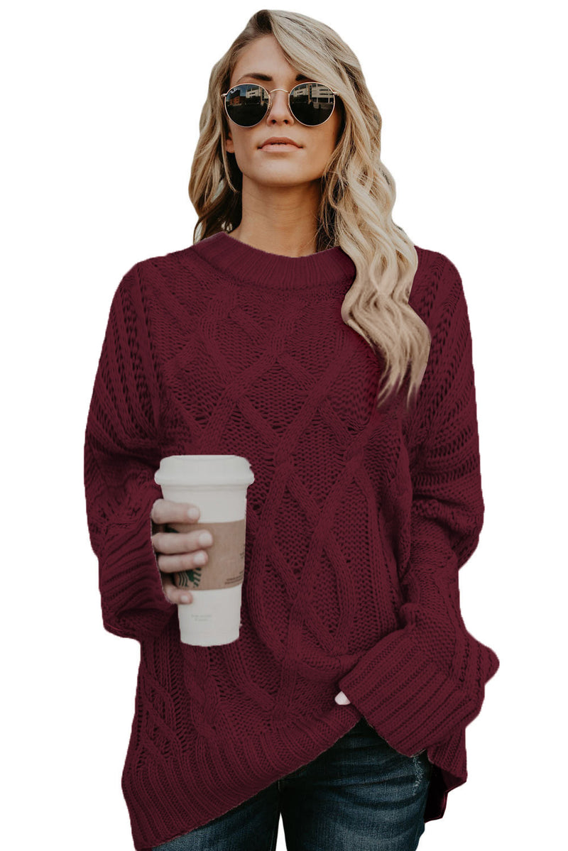 Wine Oversize Thick Pullover Sweater