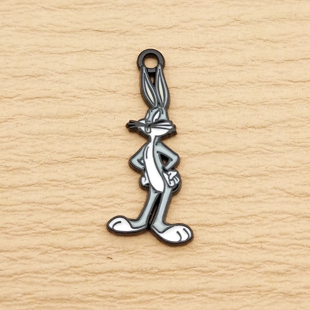 10pcs Anime Cartoon Charm for Jewelry Making Necklace Earring Keychain Phone Pendant Diy Accessories Alloy Metal Black Plated