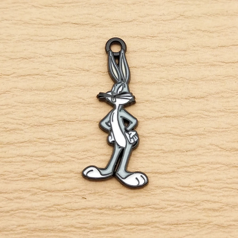 10pcs Anime Cartoon Charm for Jewelry Making Necklace Earring Keychain Phone Pendant Diy Accessories Alloy Metal Black Plated