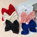 6Styles Girls Long Big Bow Float Satin Clips Back Head Hair Clip Internet Red with The Same Temperament Elegant Hair Accessories