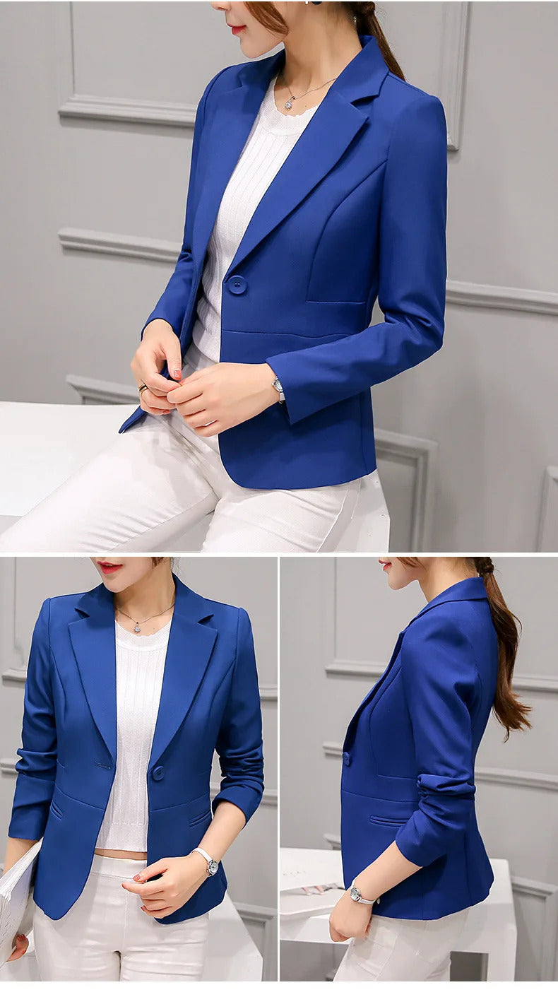 Women's Blazer 2022 Red Long Sleeve Blazers Pockets Jackets Coat Slim Office Lady Jacket Female Tops Suit Blazer Femme Jackets