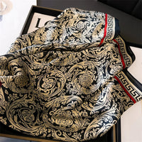 Luxury Spring Autumn New Imitated Silk Scarf Women 70cm Printed Square Scarf Soft Satin Headband Shawl Wrap Hijab Foulard Ribbon