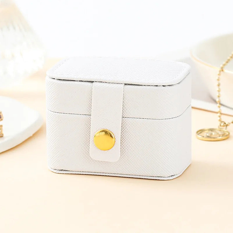 Mini Portable Small Jewelry Storage Bag Travel Simple Leather Ring Necklace Earrings Storage Box Organizer Display Gift Box