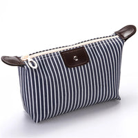 Fashion Striped Dumpling Makeup Bag Folding Wash Bags Bath Handbag Travel Purse