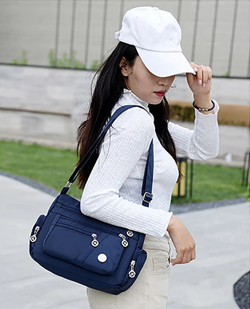 New Casual Large Capacity Shoulder Bags For Women Waterproof Oxford Multi-Zipper Crossbody Bag For Mother Shopping Handbag