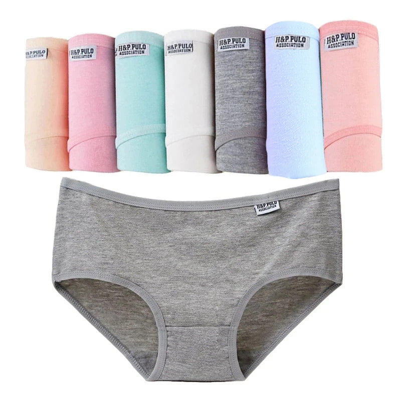 7Pcs/Lot Women's Panties Cotton Plus Size Underwear Girls Briefs Breathable Solid Color Panty Underpant Female Lingerie M-4XL