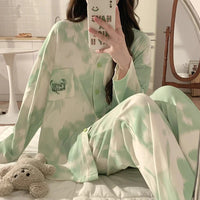 SUKAE Women Autumn Winter New Pajamas Sets Faux Cotton Sleepwear Casual Kimono Pijamas Sets Leisure Lapel Loungewear Homesuits