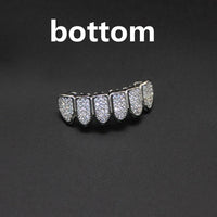 Teeth Grillz Set for Unisex Top Bottom Mouth Silver Color Teeth Grills Tooth Cap Removable Dental Fashion Body Jewelry