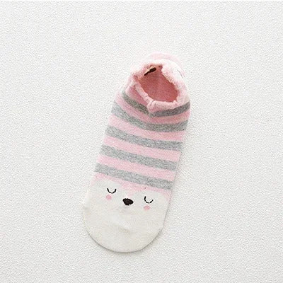 Kawaii Harajuku Cartoon Women Socks Cotton Invisible Sock Cute Animal Stereo Ear Girl Ankle Funny Breathable Socks Calcetines