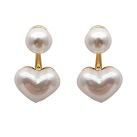 Imitation Pearl Earrings For Women Heart Round Stud Earrings Elegant Love Ear Stud Party Wedding Jewelry Valantine Day Gifts