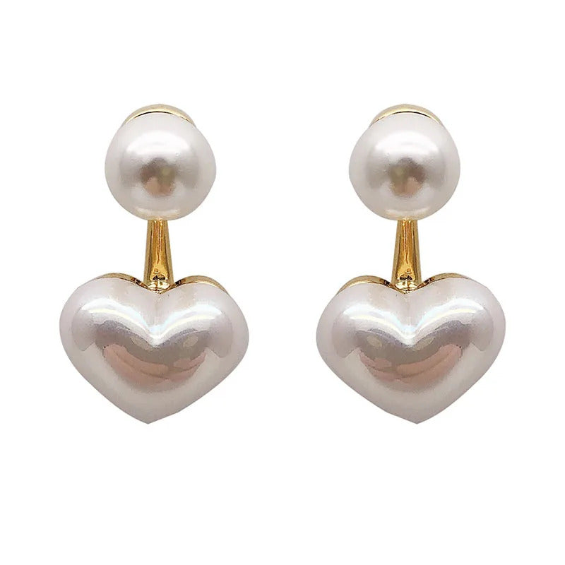 Imitation Pearl Earrings For Women Heart Round Stud Earrings Elegant Love Ear Stud Party Wedding Jewelry Valantine Day Gifts