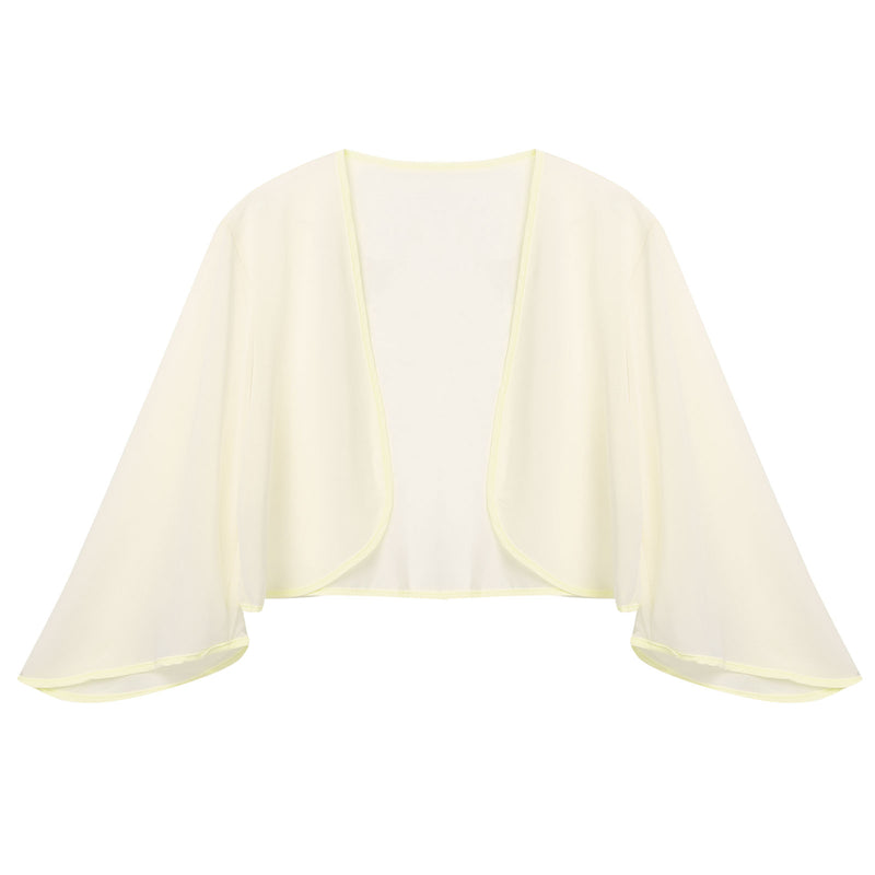 Women Chiffon Cardigan Bolero Shawls 3/4 Sleeve Solid Soft Cape Coat Wedding Bridal Party Dress Wraps Beach Vacation Cover Ups