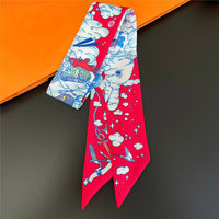 2024 Brand Design Zebra In Flowers Women Scarf Luxury Silk Scarf Fashion Hair Headband Foulard Skinny Bag Scarves Neckerchief