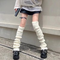 Lolita Leg Warmers 40/50/70cm Socks Female Knitted Warm Foot Cover White Black Warmer Lady Autumn Winter Crochet Sock Boot Cuffs