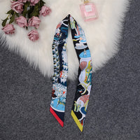 Horse Printing Bag Scarf 2024 New Small Skinny Silk Scarf Women Luxury Brand Foulard Women Tie Fashion Head Scarves For Ladies