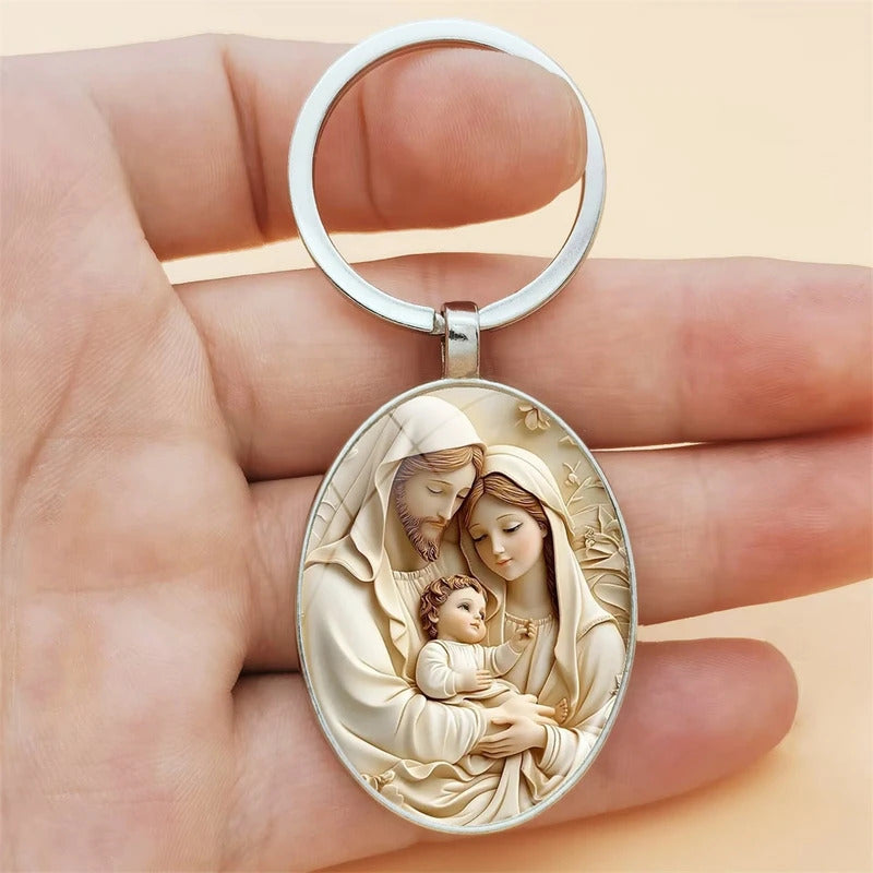 1pc Retro Virgin Mary Alloy Keychain - Religious Time Gem Pendant Suitable for Car Keys and Backpack Pendant Gift