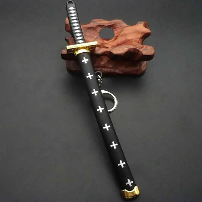 Mini Roronoa Zoro Samurai Sword Keychain Anime Scabbard Key Ring Katana Buckle Key Chain for Men Women Cosplay Toy Jewelry Gift