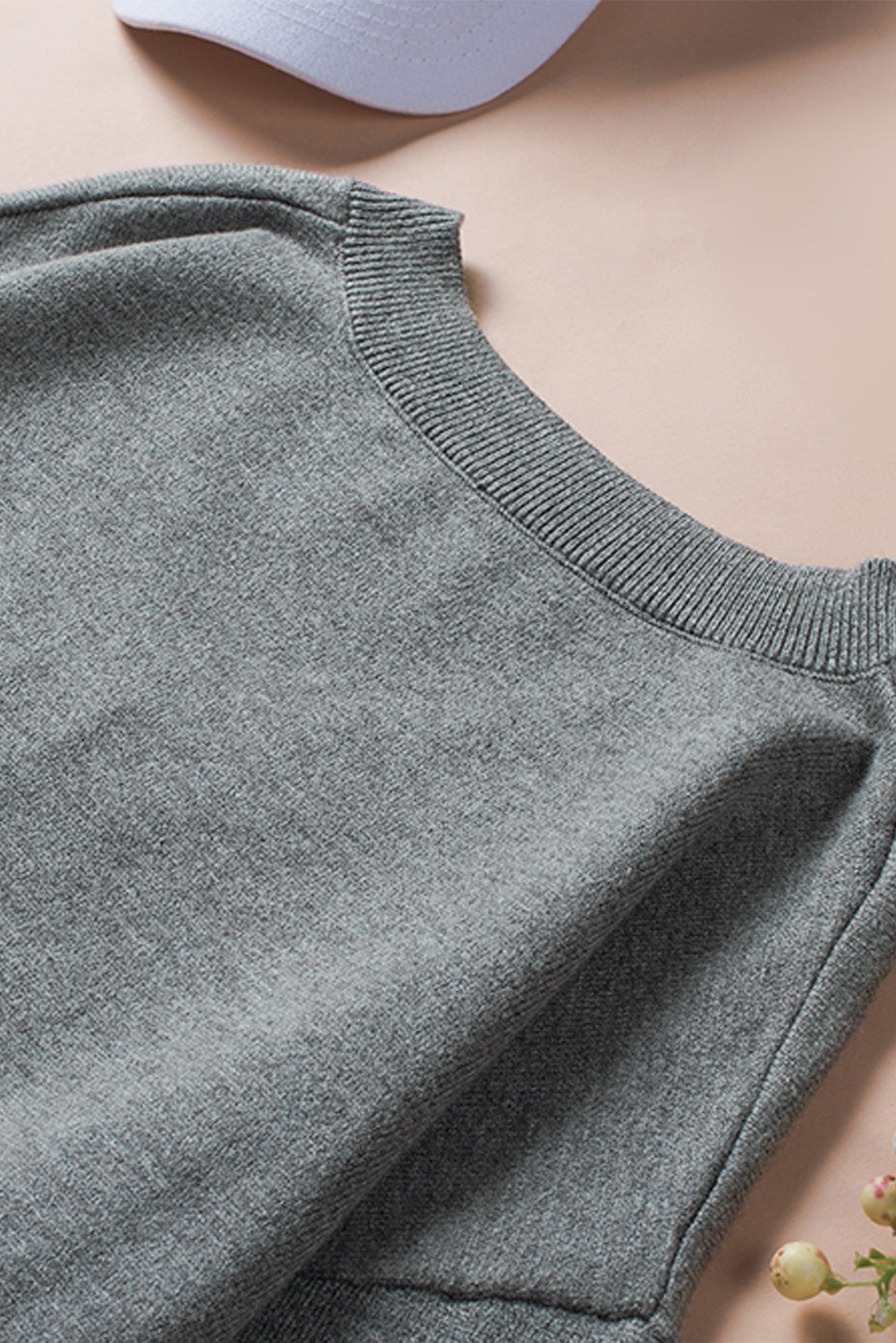 Gray Colorblock V Neck Sweater