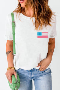 White Back American Flag LIVE FREE Graphic T Shirt