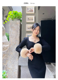 Natural Fox Fur Cuffs Wrist Arm Warmer Women Jacket Coat Sleeve Fur Triming Ladies Bracelet Real Fur Wristand Glove Snap Ring