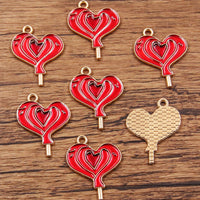 10Pcs 21 Style Mix Size Alloy Metal Drop Oil Valentine's Day Charm LOVE Heart Pendant For Enamel DIY Bracelet Jewelry Making