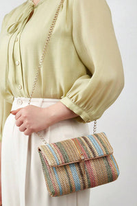 Apricot Bohemian Woven Gold Chain Shoulder Bag