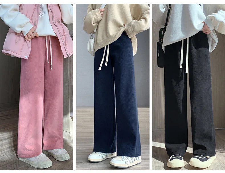 Women Long Pants Spring Autumn Women Elastic Waist Stright Long Wide leg pants 2024 Casual Female Long Pants Trousers