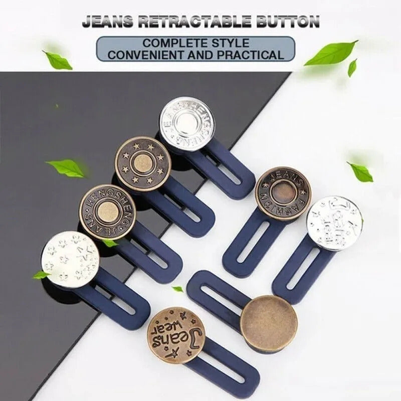 Jeans Elastic Retractable Button Expanders Adjustable Soft Seamless Pants Resilient Spring Metal Buckle Trouser Waist Extender