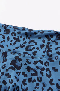 Blue Classic Leopard Print Active Leggings