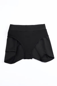 Black Zip Pocket Drawstring Swim Bottom