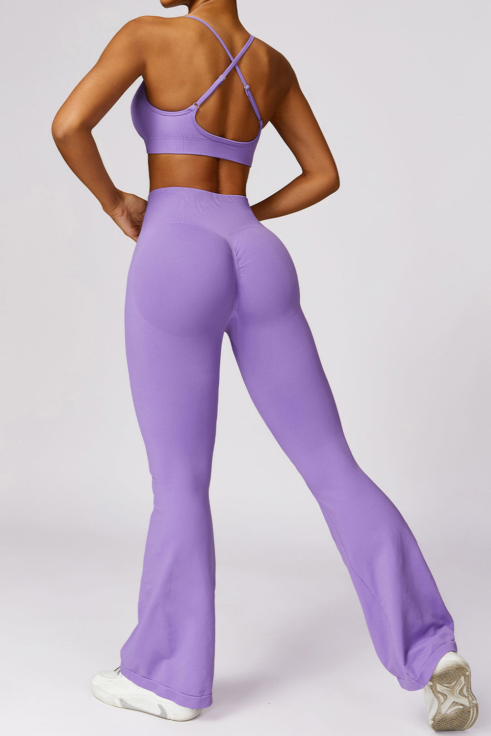 Wisteria Criss Cross Bra and High Waist Flare Pants Active Set