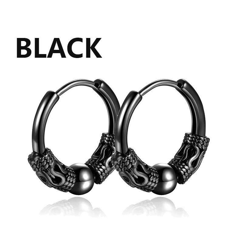 1 Pairs Punk Stainless Steel Stud Earrings Black Earrings Set For Men Women Vintage Hip Hop Piercing Ear Jewelry Accessories