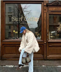 New Street Style Long Plush Coat Women With Thick Warm Cold Autumn Winter Faux Fur Coat High-Quality Fluffy Dyed Fox Fur Jacket