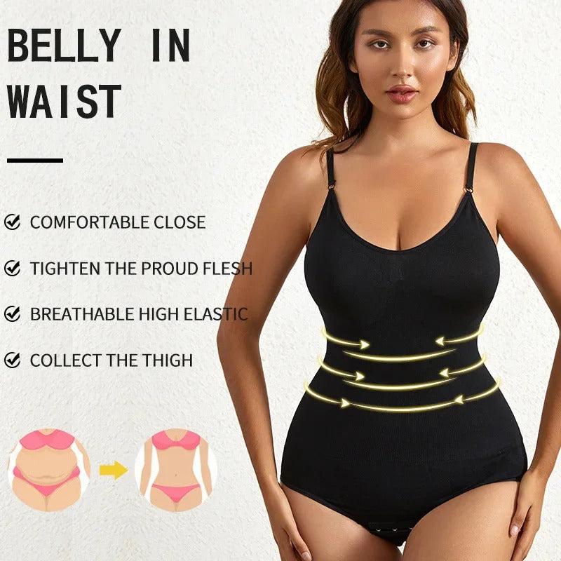 1 Piece Solid Seamless Shaping Shapewear Bodysuit, Tummy Control Butt Lifting Slimmer Body Shaper, Women's Underwear & Shapewear