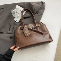 Women's Retro Brown Shell Bag Popular Large Capacity Multiple Compartments Briefcase High Quality Fashion Shoulder Tote Bag