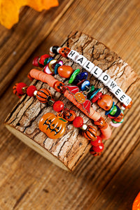 Orange 4pcs Halloween Pumpkin Bat Spider Bracelet Set