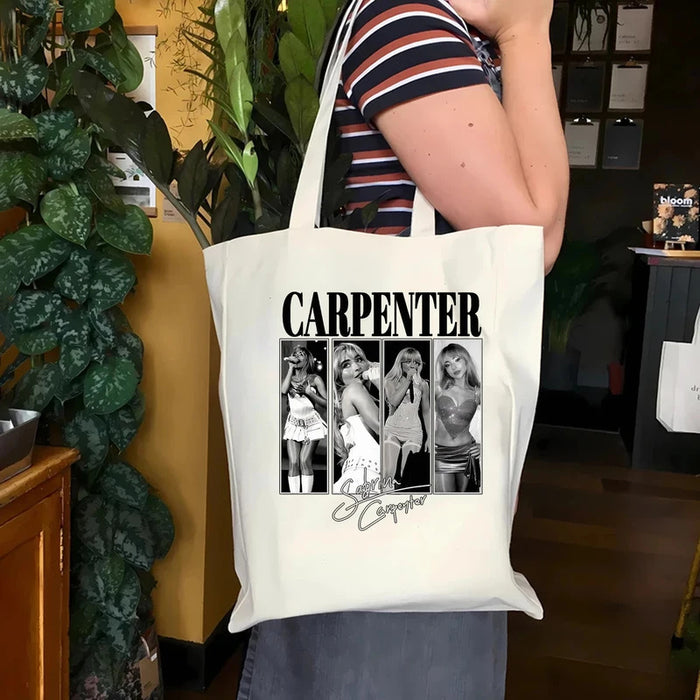 Vintage Sabrina Carpenter 2024 Tour tote bag Women's concert fashion portable shoulder bag Sabrina Carpenter fan Gift tote bag