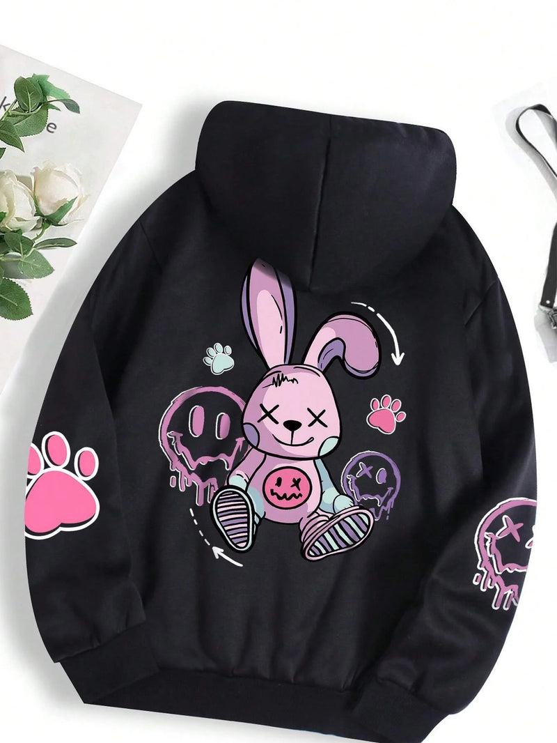 Hip Hop Street Casual Printed Female Hoodies Fashion Hoodie Oversize Loose New Sweatshirts Autumn Warm Fleece Clothing