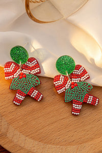 Bright Green Cane Christmas Acrylic Earrings